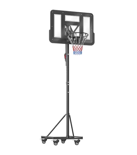 Canasta de Baloncesto para Exterior Ajustable de 235-305 cm con Tablero Irrompible 110 cm Saco de peso y Ruedas Negro