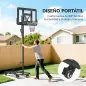 Canasta de Baloncesto para Exterior Ajustable de 235-305 cm con Tablero Irrompible 110 cm Saco de peso y Ruedas Negro