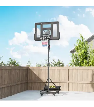 Canasta de Baloncesto para Exterior Ajustable de 235-305 cm con Tablero Irrompible 110 cm Saco de peso y Ruedas Negro