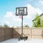 Canasta de Baloncesto para Exterior Ajustable de 235-305 cm con Tablero Irrompible 110 cm Saco de peso y Ruedas Negro