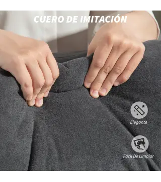 Silla de Escritorio con Reposapiés Respaldo Reclinable y Alto Asiento y Reposabrazos Anchos Acolchado Grueso Gris Oscuro