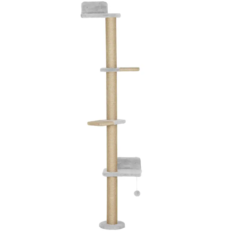 Árbol para Gatos de Pared de 5 Niveles Rascador para Gatos Estrecho con Bola y Rascadores 48x21x180 cm Gris Claro Árbol para Gatos de Pared de 5 Niveles Rascador para Gatos Estrecho con Bola y Rascadores 48x21x180 cm Gris Claro