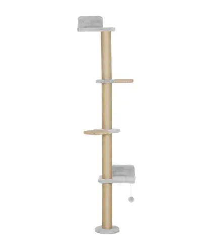 Árbol para Gatos de Pared de 5 Niveles Rascador para Gatos Estrecho con Bola y Rascadores 48x21x180 cm Gris Claro