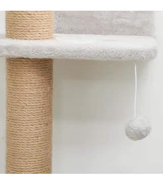Árbol para Gatos de Pared de 5 Niveles Rascador para Gatos Estrecho con Bola y Rascadores 48x21x180 cm Gris Claro