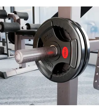 Discos Pesas Olímpicos Agujero Ø50 mm 2x10 kg con Anillo Interior de Acero Triple Agarre para Mancuernas y Barras Negro