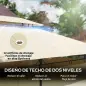 Cenador de Jardín de 4x3 m con Doble Techo Paredes Laterales Resistente al Agua para Exterior Terraza Beige