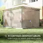 Cenador de Jardín de 4x3 m con Doble Techo Paredes Laterales Resistente al Agua para Exterior Terraza Beige