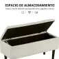 Banco de Pie de Cama Baúl de Almacenaje para Dormitorio con Tapa Abatible y Patas de Madera 95x38x45 cm Crema