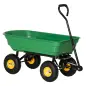 Carro de Jardín Inclinable hasta 75° con Mango Ajustable y 4 Neumáticos Capacidad Max.75 L Acero 109x52x94 cm Verde