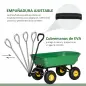 Carro de Jardín Inclinable hasta 75° con Mango Ajustable y 4 Neumáticos Capacidad Max.75 L Acero 109x52x94 cm Verde