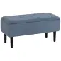 Banco de Pie de Cama Baúl de Almacenaje para Dormitorio con Tapa Abatible y Patas de Madera 95x38x45 cm Azul
