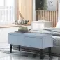 Banco de Pie de Cama Baúl de Almacenaje para Dormitorio con Tapa Abatible y Patas de Madera 95x38x45 cm Azul