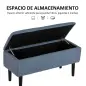 Banco de Pie de Cama Baúl de Almacenaje para Dormitorio con Tapa Abatible y Patas de Madera 95x38x45 cm Azul