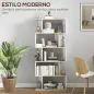 Estantería Estilo Nórdico Librería con 5 Estantes Antivuelco Carga 25 kg 70x29,5x163 cm Roble y Blanco