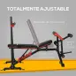 Banco de Musculación Multifuncional con Respaldo Reclinable y Soporte de Barras Altura Ajustable 180x110x126 cm Negro