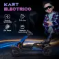 Kart Coche Eléctrico Infantil 12V de 3 a 8 Años Velocidad 3-5km/h y Cinturón de Seguridad 100x58x58,5cm Azul