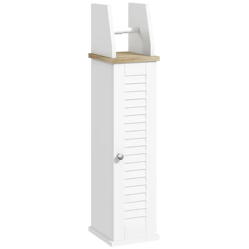 Portarollos para Baño Moderno Mueble Auxiliar de Baño con Estantes Ajustables y Portarrollos de Papel 18x20x80 cm Blanco
