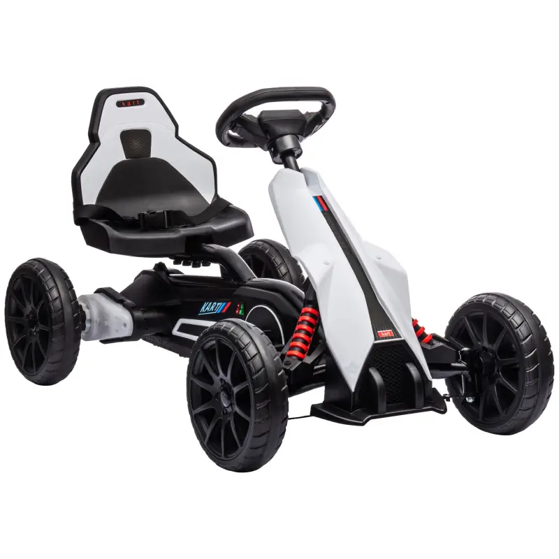 Kart Coche Eléctrico Infantil 12V de 3 a 8 Años Velocidad 3-5km/h y Cinturón de Seguridad 100x58x58,5cm Blanco Kart Coche Eléctrico Infantil 12V de 3 a 8 Años Velocidad 3-5km/h y Cinturón de Seguridad 100x58x58,5cm Blanco