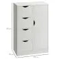 Armario de Salón con 4 Cajones 1 Puerta y Estante Interior Mueble de Almacenaje Multiusos 54x29x83 cm Blanco