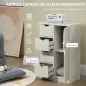 Armario de Salón con 4 Cajones 1 Puerta y Estante Interior Mueble de Almacenaje Multiusos 54x29x83 cm Blanco