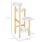 Soporte para Plantas con Patas de Bambú y 4 Estantes Metálicos Redondos Carga 20 kg Ø28x80 cm Natural y Blanco