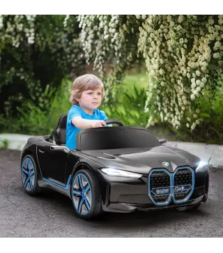 Coche Eléctrico para Niños 37-72 Meses Autorización BMW I4 con Control Remoto y Cinturón de Seguridad 115x67x45cm Negro