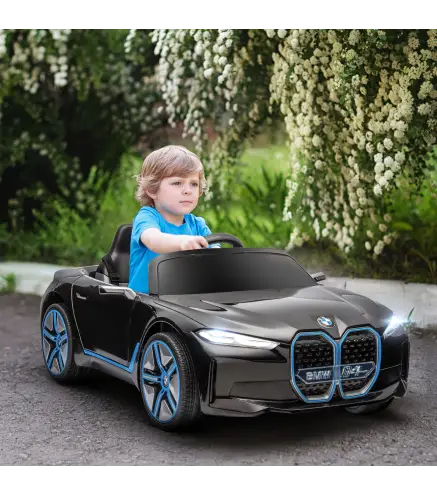Coche Eléctrico para Niños 37-72 Meses Autorización BMW I4 con Control Remoto y Cinturón de Seguridad 115x67x45cm Negro