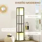 Lámpara de Pie de Madera con Estante para Bombilla E27 Potencia Máx. 40W Lámpara Moderna 26x26x156 cm Negro y Blanco