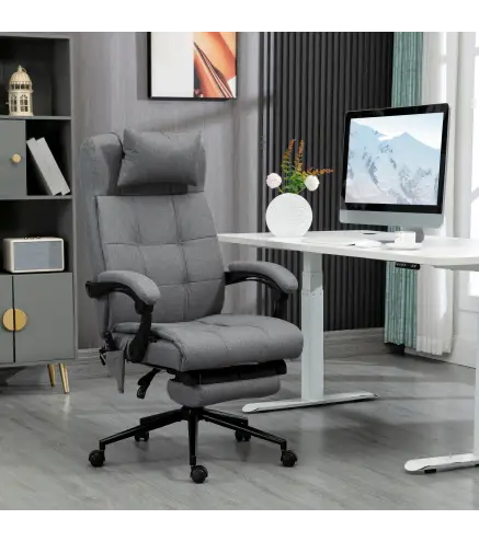Silla de Masaje Reclinable con 6 Puntos de Masaje y 5 Modos Función de Calefacción Ajustable 66x76x112-120 cm Gris