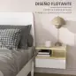 Set de 2 Mesitas de Noche Flotantes con 1 Cajón y Estante Abierto Diseño Moderno Montado en la Pared 35x32x22,5 cm Roble