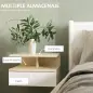 Set de 2 Mesitas de Noche Flotantes con 1 Cajón y Estante Abierto Diseño Moderno Montado en la Pared 35x32x22,5 cm Roble