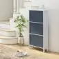 Mueble Zapatero Estrecho Armario Zapatero Alto con 3 Cajones Abatibles para 6 Pares de Zapatos 53x18x108,5 cm Gris