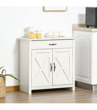 Aparador de Cocina con Cajón 2 Puertas y Estante Interior Mueble Auxiliar Decorativo 80x39,7x80 cm Blanco Lavado