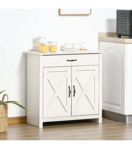 Aparador de Cocina con Cajón 2 Puertas y Estante Interior Mueble Auxiliar Decorativo 80x39,7x80 cm Blanco Lavado