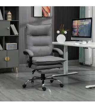 Silla de Masaje Reclinable con 6 Puntos de Masaje y 5 Modos con Función de Calefacción Ajustable 66x74x114-121,5 cm Gris