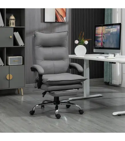 Silla de Masaje Reclinable con 6 Puntos de Masaje y 5 Modos con Función de Calefacción Ajustable 66x74x114-121,5 cm Gris