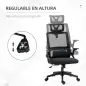 Silla de Oficina de Malla Silla de Escritorio Giratoria Altura y Reposacabezas Ajustable 60x61x104,5-121,5 cm Negro