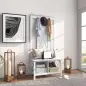 Perchero con Zapatero de Madera con 2 Estantes y 3 Ganchos para Colgar Ropas Bolsos 80,5x40x168 cm Blanco