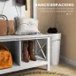 Perchero con Zapatero de Madera con 2 Estantes y 3 Ganchos para Colgar Ropas Bolsos 80,5x40x168 cm Blanco