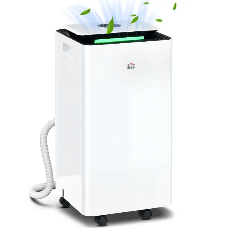 Deshumidificador Eléctrico 12L/día Depósito de Agua 2,5 Litro con 5 Modos 2 Velocidades Temporizador 25x25x50,5cm Blanco