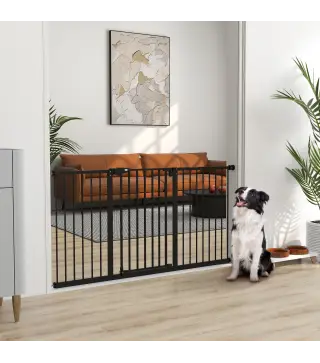 Barrera de Seguridad Extensible con Cierre Automático y Sistema de Doble Bloqueo Metal 74-147,5x76,2 cm Negro