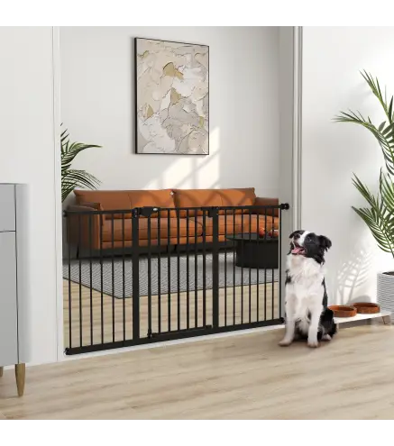 Barrera de Seguridad Extensible con Cierre Automático y Sistema de Doble Bloqueo Metal 74-147,5x76,2 cm Negro