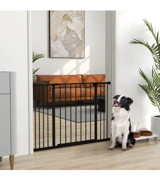 Barrera de Seguridad Extensible Puertas y Escaleras Metálica para Perros y Bebé Barrera Puertas Mascota 76-107x76 cm