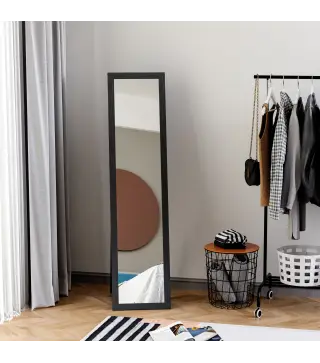 Espejo de Cuerpo Entero de Pie o para Colgar de Estilo Moderno para Pasillo Dormitorio 37x37x154 cm Negro