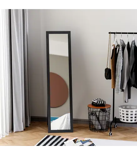 Espejo de Cuerpo Entero de Pie o para Colgar de Estilo Moderno para Pasillo Dormitorio 37x37x154 cm Negro