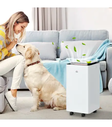Deshumidificador Eléctrico 10L/día Depósito de Agua 2,5L con 5 Modos 2 Velocidades Temporizador 25x25x50,5cm Blanco