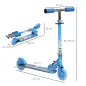 Patinete Infantil Plegable con Luces Música Altura Ajustable Ruedas Brillantes Pedal LED Carga 50kg 67x32x65-78 cm Azul