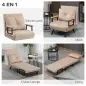 Sofá Cama Individual Plegable Silla Cama Convertible 4 en 1 Respaldo Ajustable de 5 Niveles y Almohada 63x73x81 cm Beige
