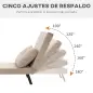 Sofá Cama Individual Plegable Silla Cama Convertible 4 en 1 Respaldo Ajustable de 5 Niveles y Almohada 63x73x81 cm Beige