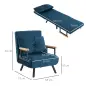 Sofá Cama Individual Plegable Silla Cama Convertible 4 en 1 Respaldo Ajustable de 5 Niveles y Almohada 63x73x81 cm Azul